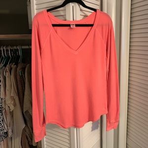 Pink long sleeve thin thermal style shirt